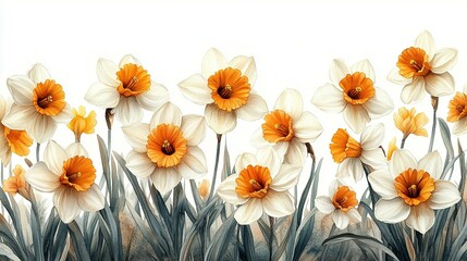 Obraz premium Watercolor Painting of Daffodils in Bloom