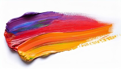 Fototapeta premium mixed oil paints brush stroke isolated on white background with empty area for writing, text, image, and other activities; selective focus; abstract colorful texture