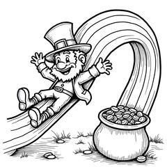  Lucky Leprechaun Sliding Down Rainbow Path