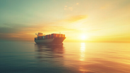 Obraz premium Cargo Ship Carrying Containers Sailing in the Ocean