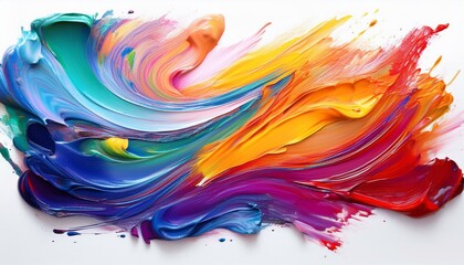 mixed oil paints brush stroke isolated on white background