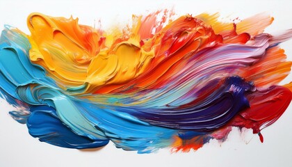 Fototapeta premium mixed oil paints brush stroke isolated on white background