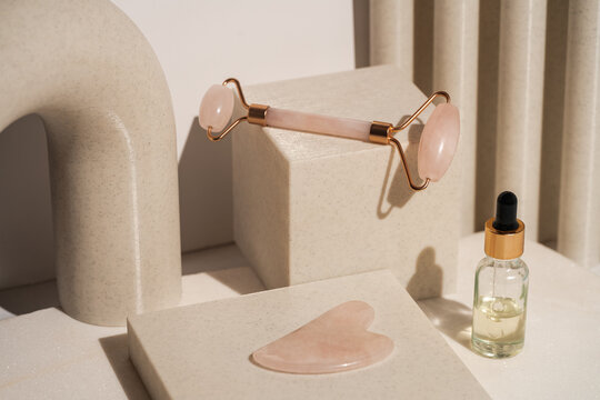 Rose Quartz Face Massagers Gua Sha And Face Roller
