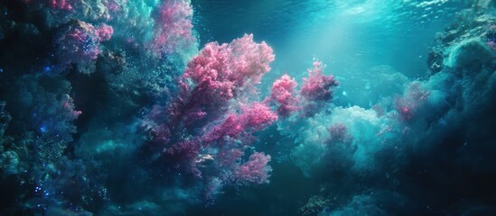 Naklejka premium Vibrant underwater scene showcasing colorful coral formations.