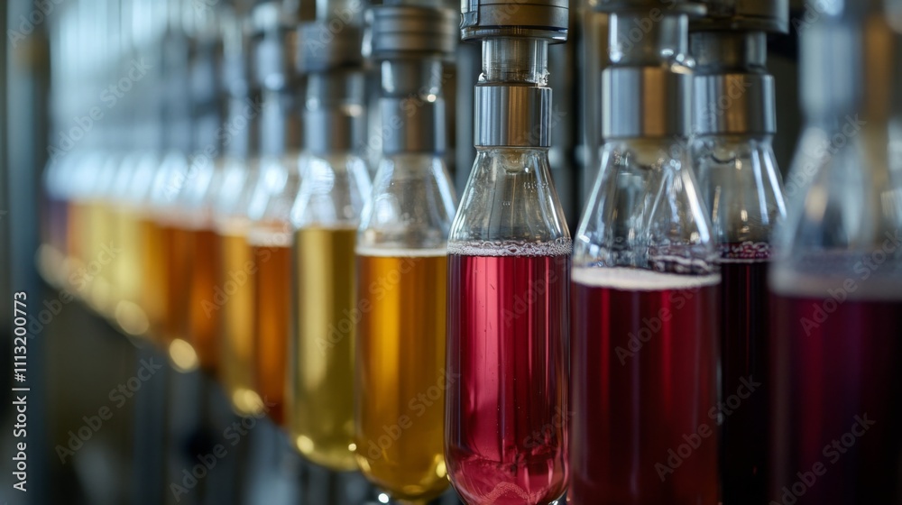 Aufkleber a variety of natural wines are arranged in glass bottles, showcasing an array of vibrant colors. thi