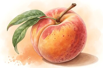 Fresh Peach Vector Illustration for Summer and Food Designs
