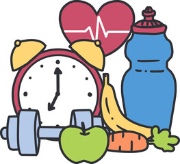 Workout and Nutrition for a Healthy Lifestyle Art. Perfect for health blogs, wellness apps, or fitness-related promotional materials