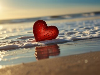 Fototapeta premium heart on the beach