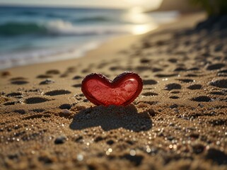 Fototapeta premium heart on the beach