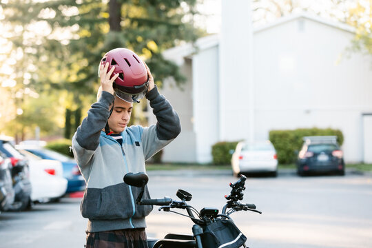 E-biker Preparing Ride