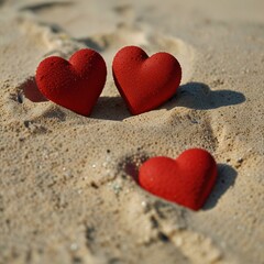 Fototapeta premium two hearts on the sand
