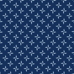 flowers pattern doodle shapes motif continuous blue background. Modern floral fabric design textile swatch ladies dress, men's shirt all over print block.