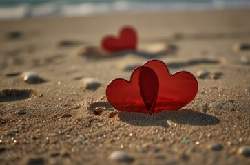 Fototapeta premium heart on sand