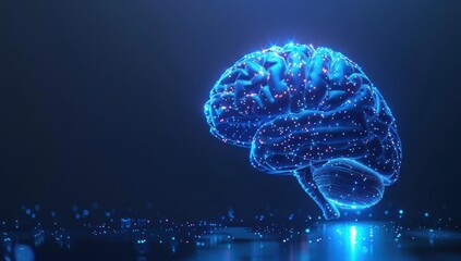Digital Brain with Glowing Particles