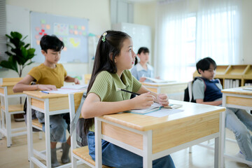 STEM lesson, Teacher and students in mathematics classroom