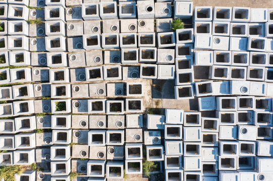 Precast Concrete Manhole Chambers Aerial View Construction Stora