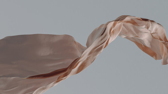 Gentle cloth billowing in the wind against a clear sky backdrop