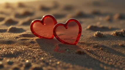 Fototapeta premium heart on the sand