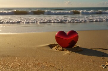 Fototapeta premium heart on the beach