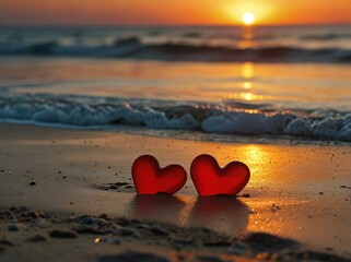 Fototapeta premium heart on the beach