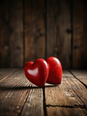 Fototapeta premium red heart on wooden background
