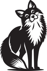 Obraz premium A curious fox tilting its head silhouette vector