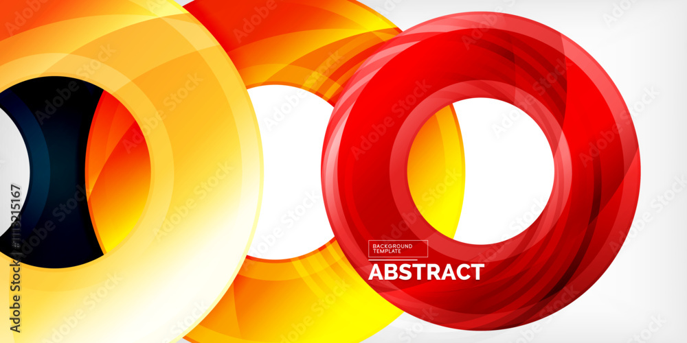 Poster bright colorful circles with light effects. abstract background
