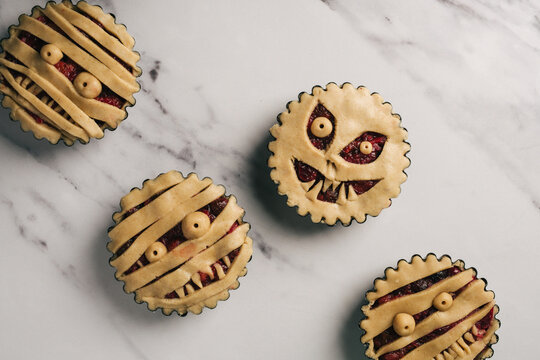 Spooky Halloween Apple Cranberry Tarts