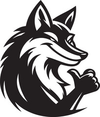 Obraz premium A sly fox smirking with one paw raised silhouette vector