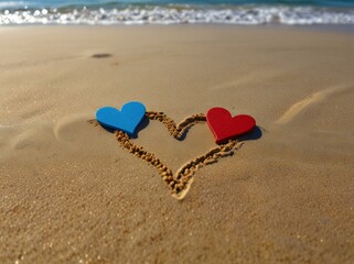 Fototapeta premium heart on the beach