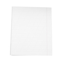 One open copybook isolated on white, top view. School stationery