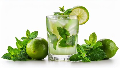 Fototapeta premium Mojito cocktail on isolated white background