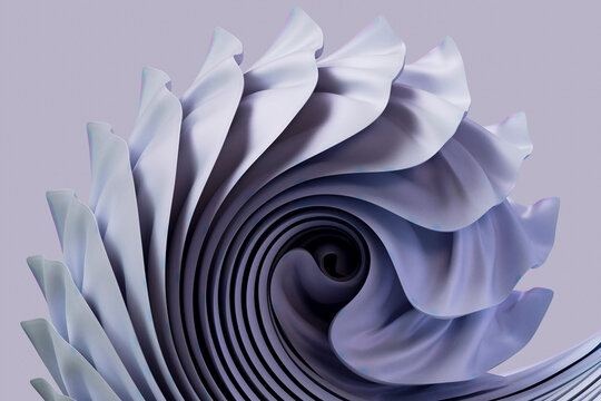 Dynamic sparkling fabric sculpture in a swirling motion