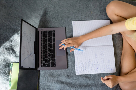 Doing school homework in comfort