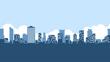 Obraz premium Landscape illustration of city building silhouette in the morning