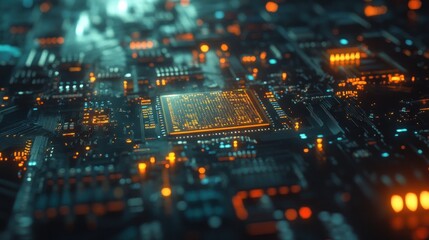 Fototapeta premium Abstract Circuit Board: Technological Innovation and Digital Futurism