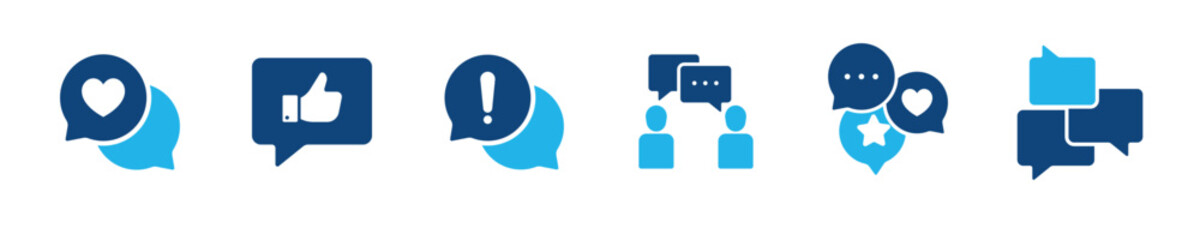 Set of glyph solid icons related dialogue, speech, chat, discussion. Perfect pixel on transparent background