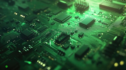 Obraz premium Abstract green glowing circuit board technology background image
