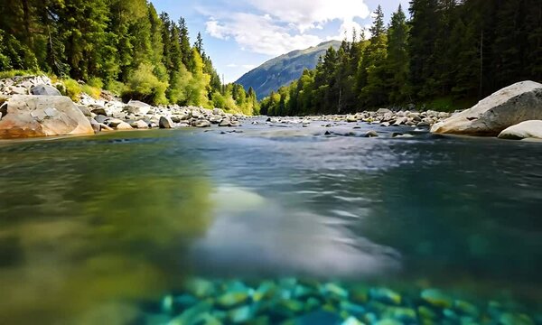 Clear Mountain River With Smooth Stones