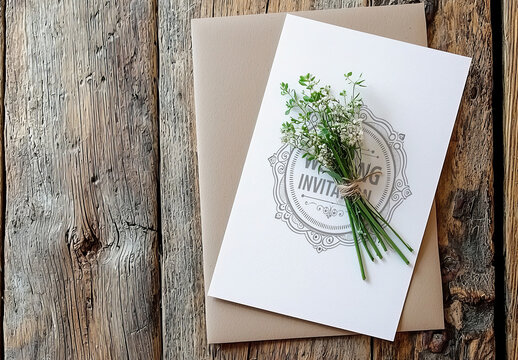 Paper Wedding Invitation Mockup Template