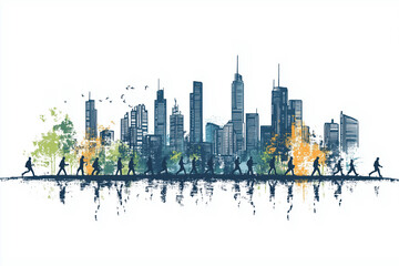 Obraz premium Illustration of the city and rat race