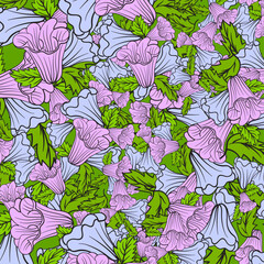 pattern with flower and leaves. Vector illustration.
