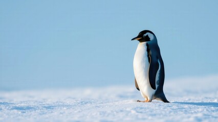 Obraz premium Adorable Penguin in Snowy Landscape: Perfect for Greeting Cards, Wall Art, and Nature Enthusiasts