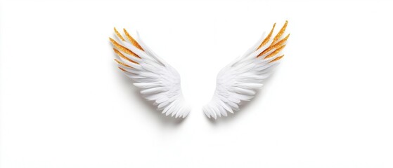 Obraz premium Elegant white wings with golden tips, perfect for festive decor