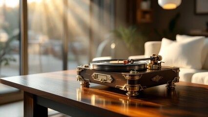 Stylish record player, modern interior shot.