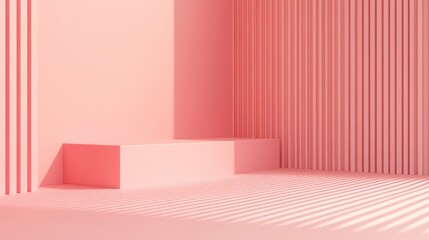Abstract Pink Minimalist 3D Render: Geometric Shapes and Light Play