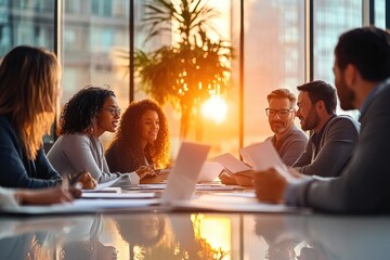 Happy senior Indian businessman investor reviewing documents with financial law experts at office meeting