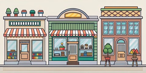 Charming Row of Shops on a Quiet Street