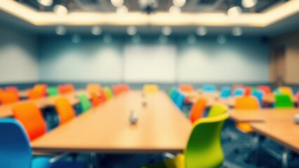 Bright Modern Conference Room with Colorful Seating for Creative Meetings and Collaborations