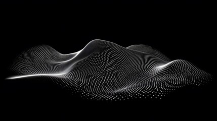 Abstract White Dotted Landscape On Black Background
